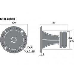 Monacor MHD-230/RD Głośnik tubowy wysokotonowy PA, 80W MAX/40W RMS/8Ω